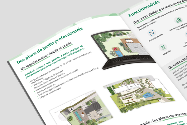 Logiciel de conception de jardin professionnel en brochure.