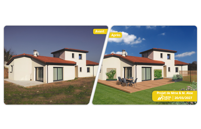 Avant et après rénovation maison moderne.