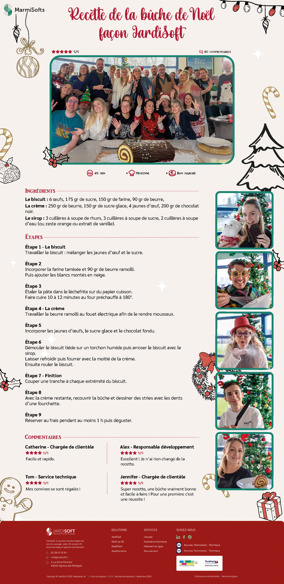 Recette de bûche de Noël avec images et commentaires.